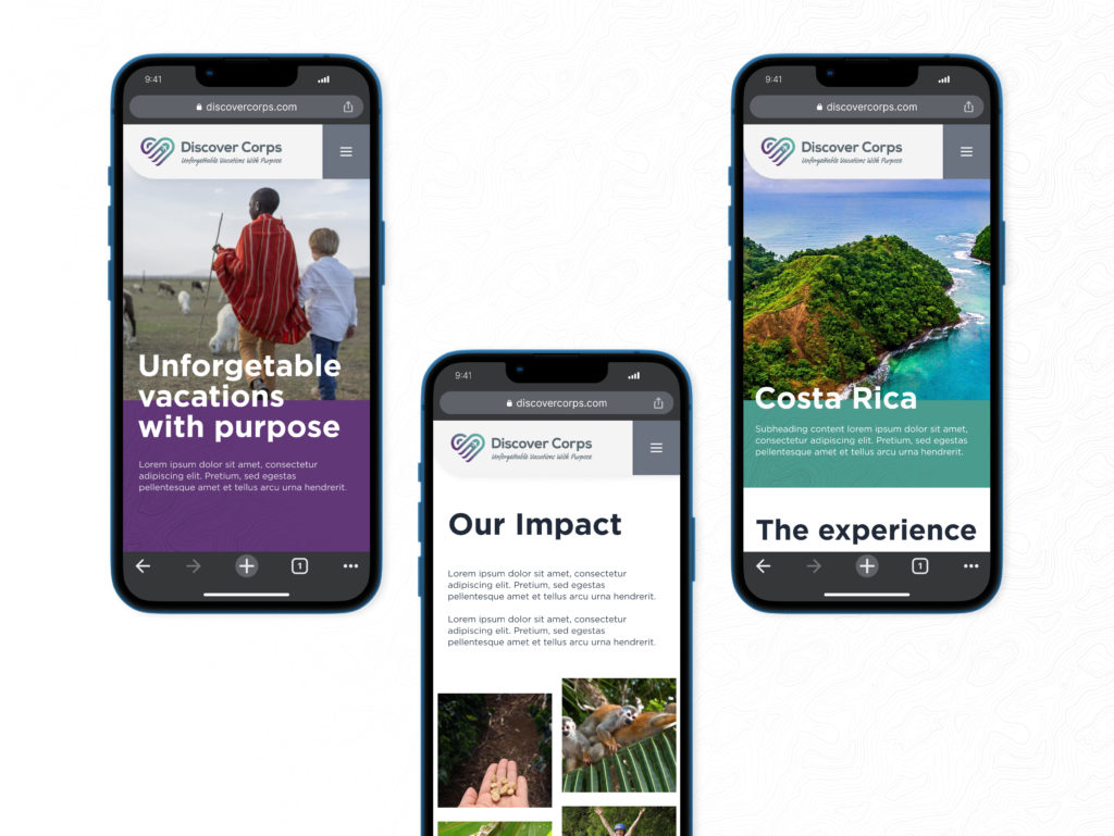 Responsive mobile-first designs the Discover Corps by Cottontail Creative